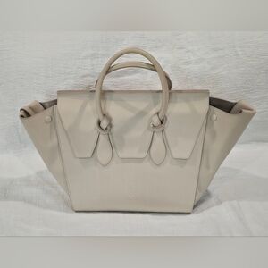 Celine Tie Knot Bag Chalk Cream Leather Tote Small Luggage Phantom Travel Work